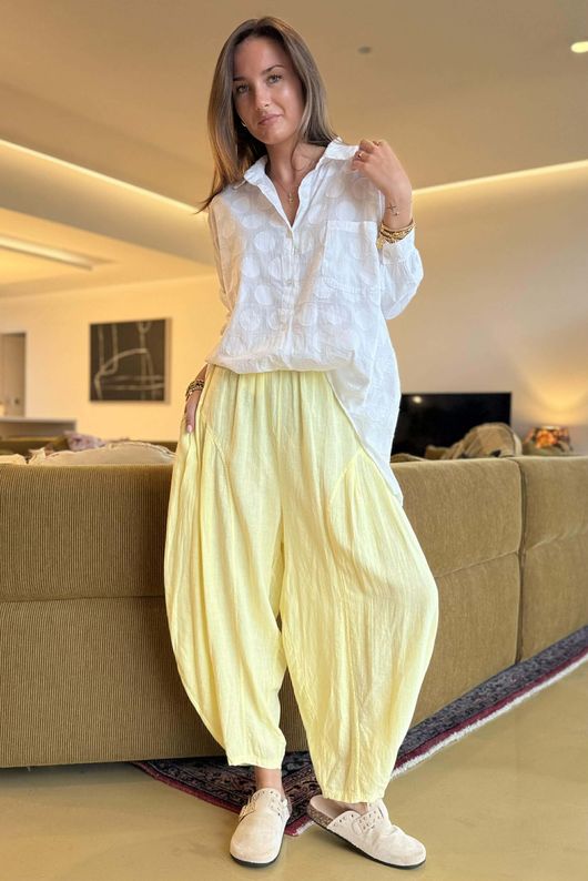 Noa Linen Blend Sia Barrel Trouser Lemon /9